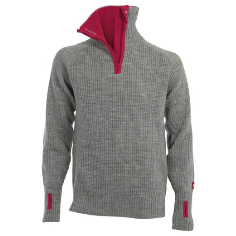 Rav sweater w/zip Grey Melange/Beetrot